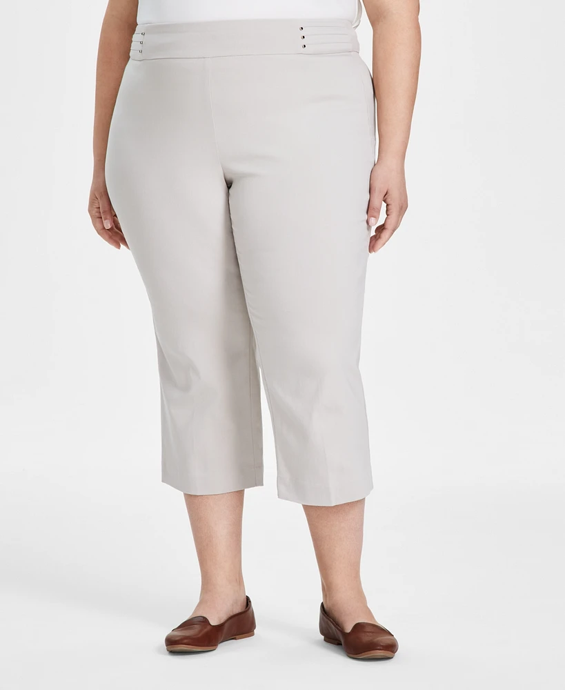 Jm Collection Plus Tummy Control Pull-On Capri Pants, Exclusively at Macy's