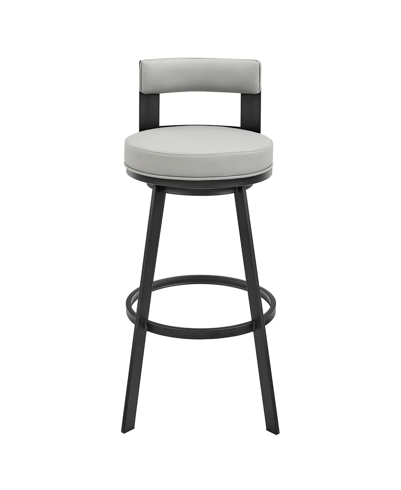 Armen Living Flynn 26" Swivel Counter Stool in Metal with Light Faux Leather