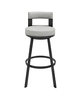 Armen Living Flynn 26" Swivel Counter Stool in Metal with Light Faux Leather