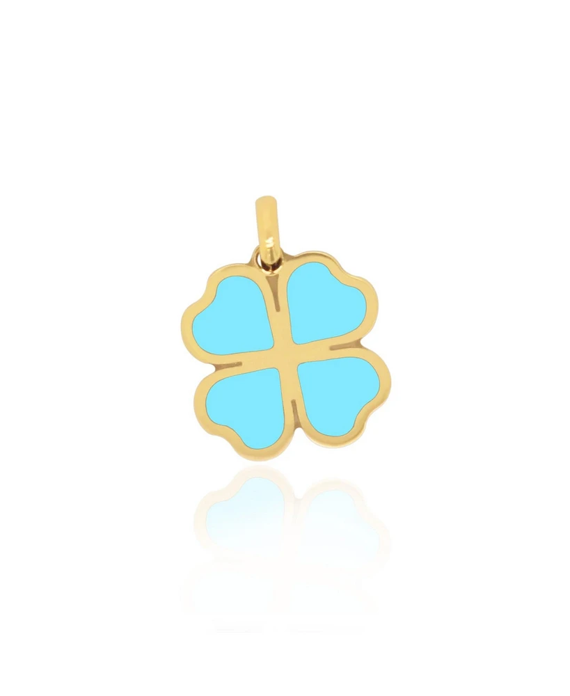 The Lovery Turquoise Lucky Clover Charm 14K Gold 18 millimeters