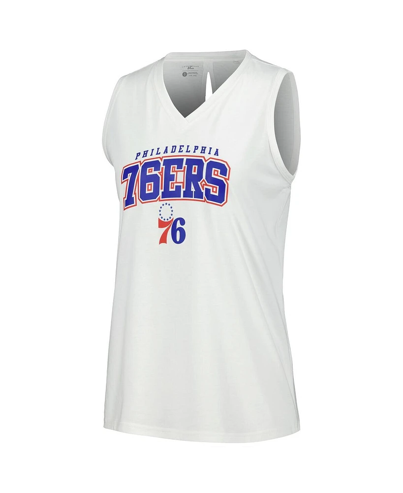 Women's LevelWear White Philadelphia 76ers Paisley Peekaboo Tank Top