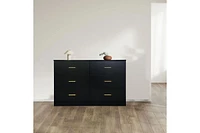 Modern 6-Drawer Dresser For Bedroom - Ample Storage Wide Chest Of Drawers
