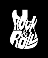 La Pop Art Women's Word Rock And Roll Guitar V-Neck T-Shirt