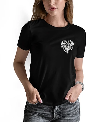La Pop Art Women's Word Cursive Heart T-Shirt