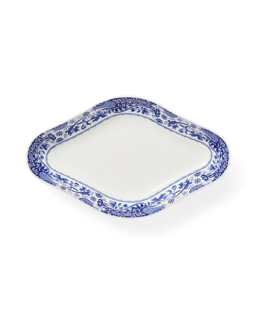 Spode Blue Italian Brocato Diamond Dishes, Set of 2