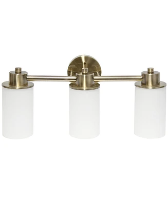 Lalia Home Essentix Contemporary Three Light Metal and Opaque White Glass Shade Vanity Uplight Downlight Wall Mounted Fixture