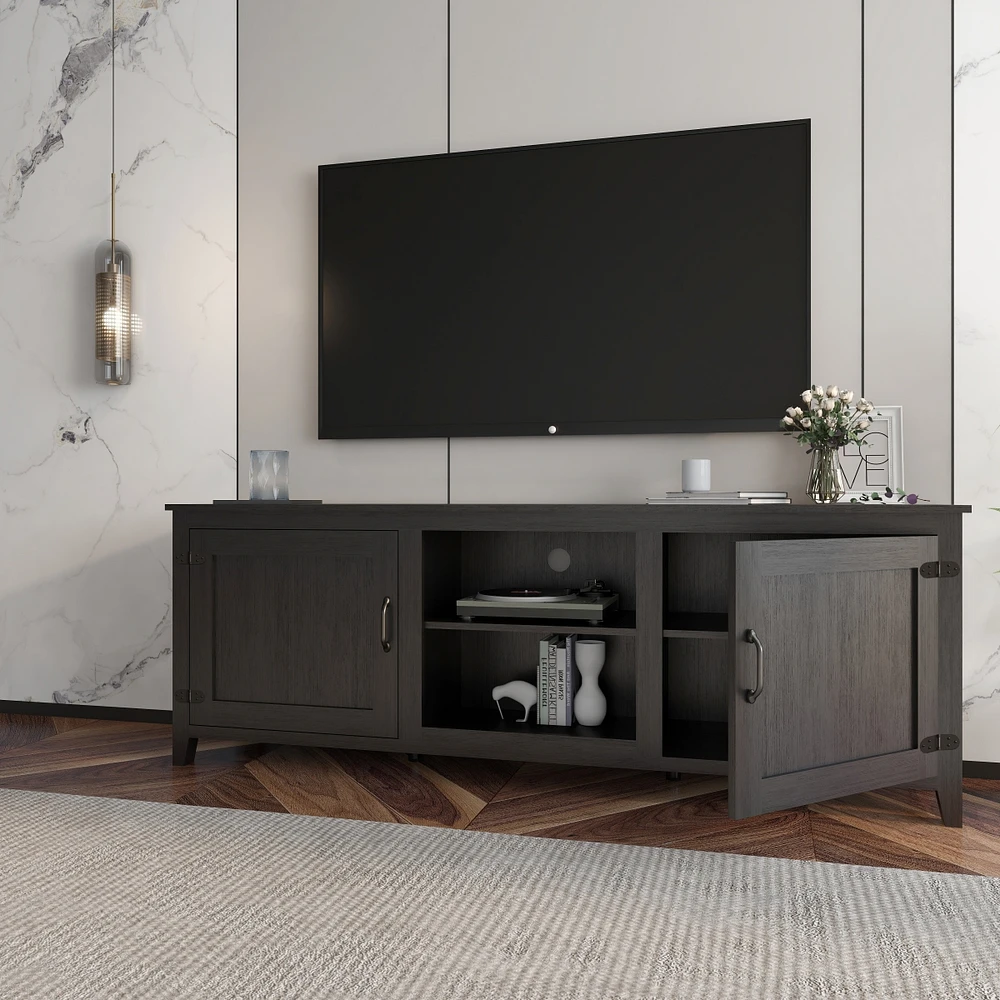 Tv Stand Storage Media Console Entertainment Center, Tradition, With Doors