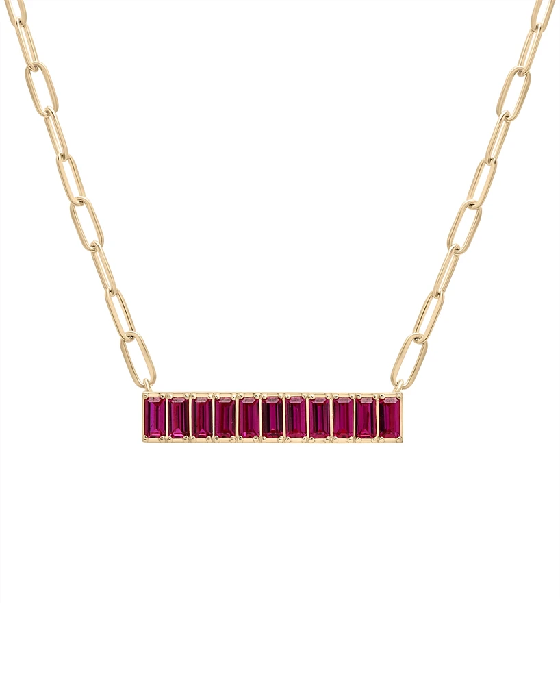 Audrey by Aurate Nano Emerald Color Baguette Bar Pendant Necklace (1 ct. t.w.) Gold Vermeil, 17" (Also White Sapphire Color, Ruby Colo