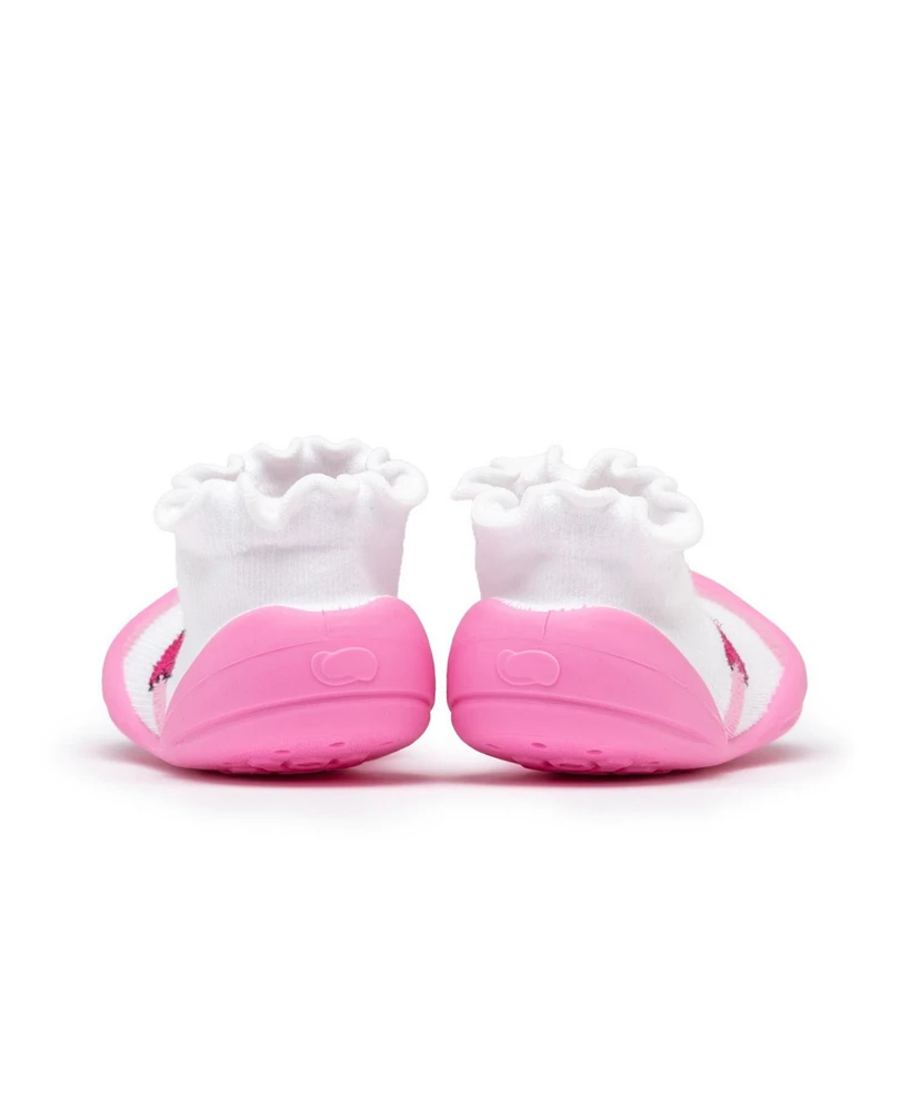Komuello Infant Girl Breathable Washable Non-Slip Sock Shoes Mary Jane Bow