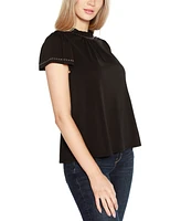 Belldini Black Label Embellished Cap-Sleeve Knit Top