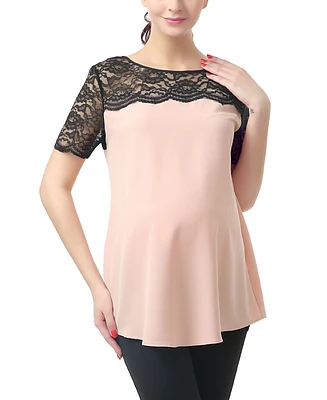 kimi + kai Maternity Lace Trim Blouse