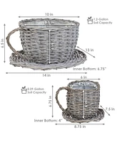 Willow Wicker Coffee Cup Indoor Planters - Gray - Set of 2