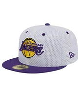 New Era Men's White/Purple Los Angeles Lakers Throwback 2Tone 59Fifty Fitted Hat