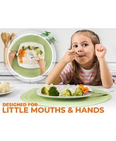 Zulay Kitchen Kids and Toddler Cutlery Set Designed For Self Feeding - 6 Piece Spoon and Fork