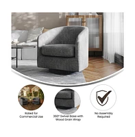 Caro Upholstered Club Style Barrel Chair With Sloped Armrests And 360 Degree Swivel Base In A Vinyl Wrap