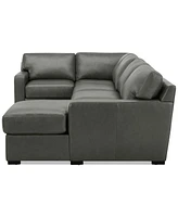 Radley 136" 4-Pc. Leather Square Corner Modular Chaise Sectional, Created for Macy's