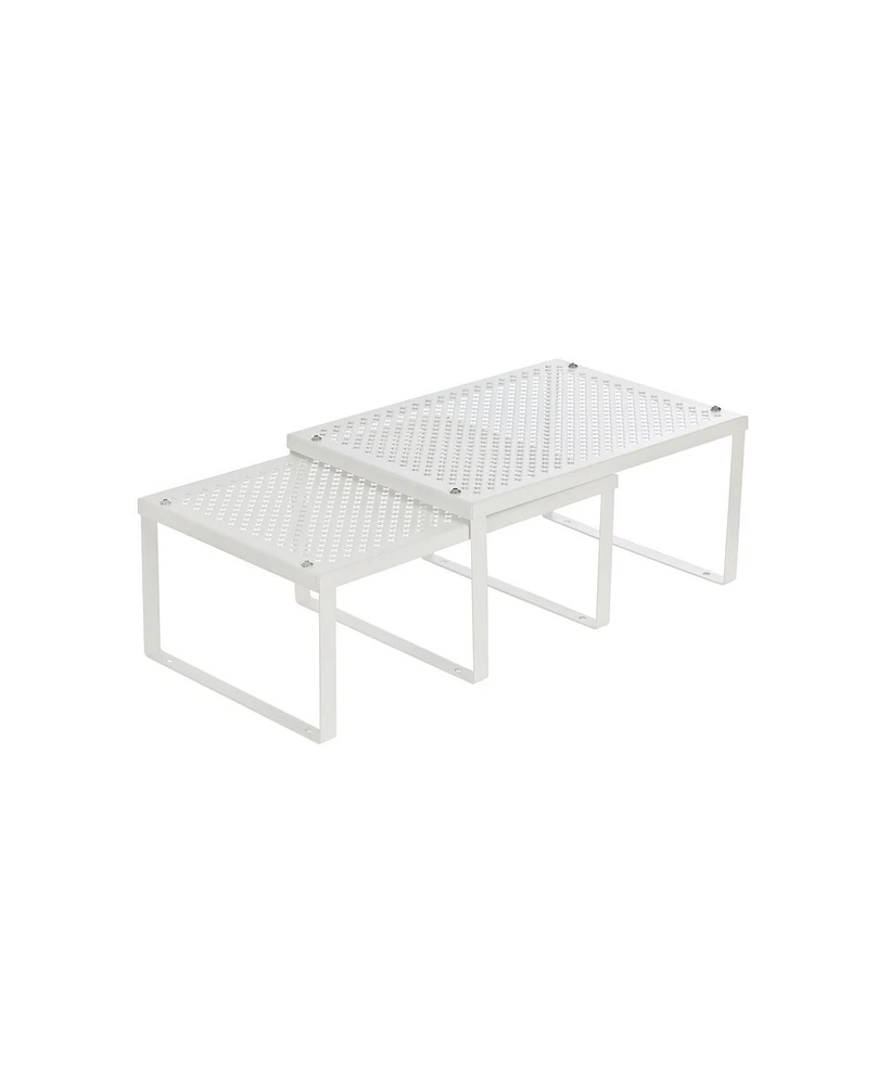 Slickblue Cabinet Shelf Organizer, Stackable, Expandable, Set of 2 Metal Kitchen Counter Shelves