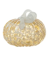 Glitzhome 6"D Fall Amber Dots Round Glass Pumpkin