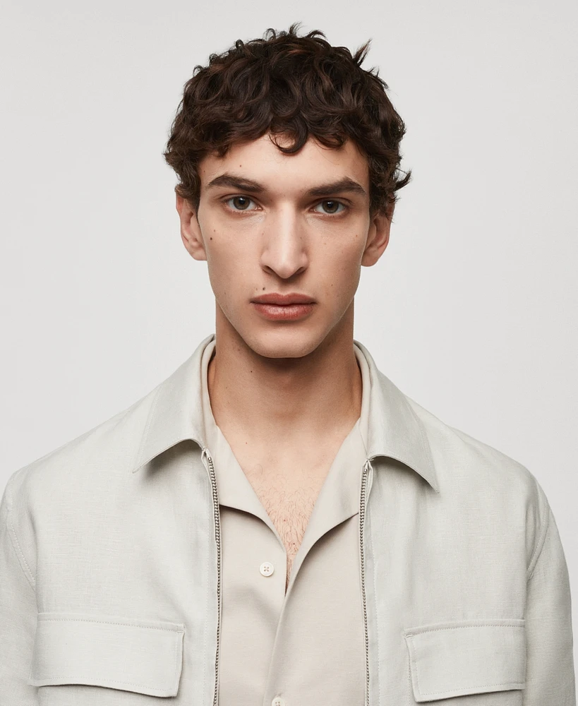 Mango Men's Zipper Linen Jacket