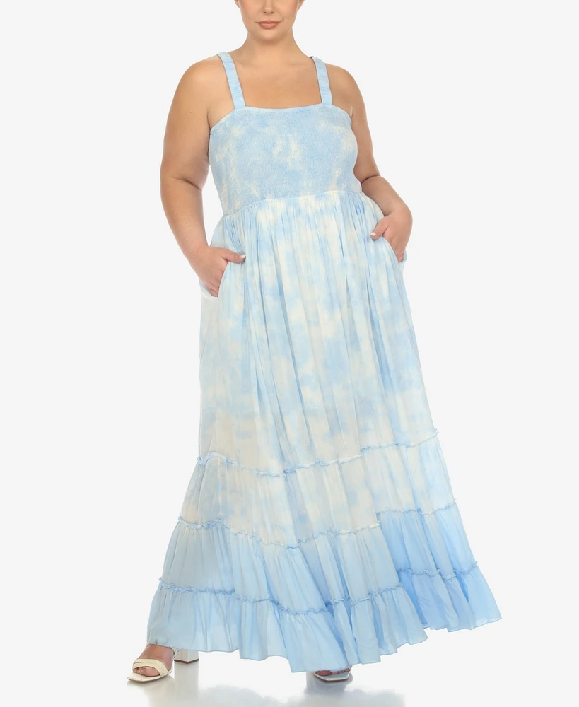 White Mark Plus Smocked Ruffle Maxi Dress