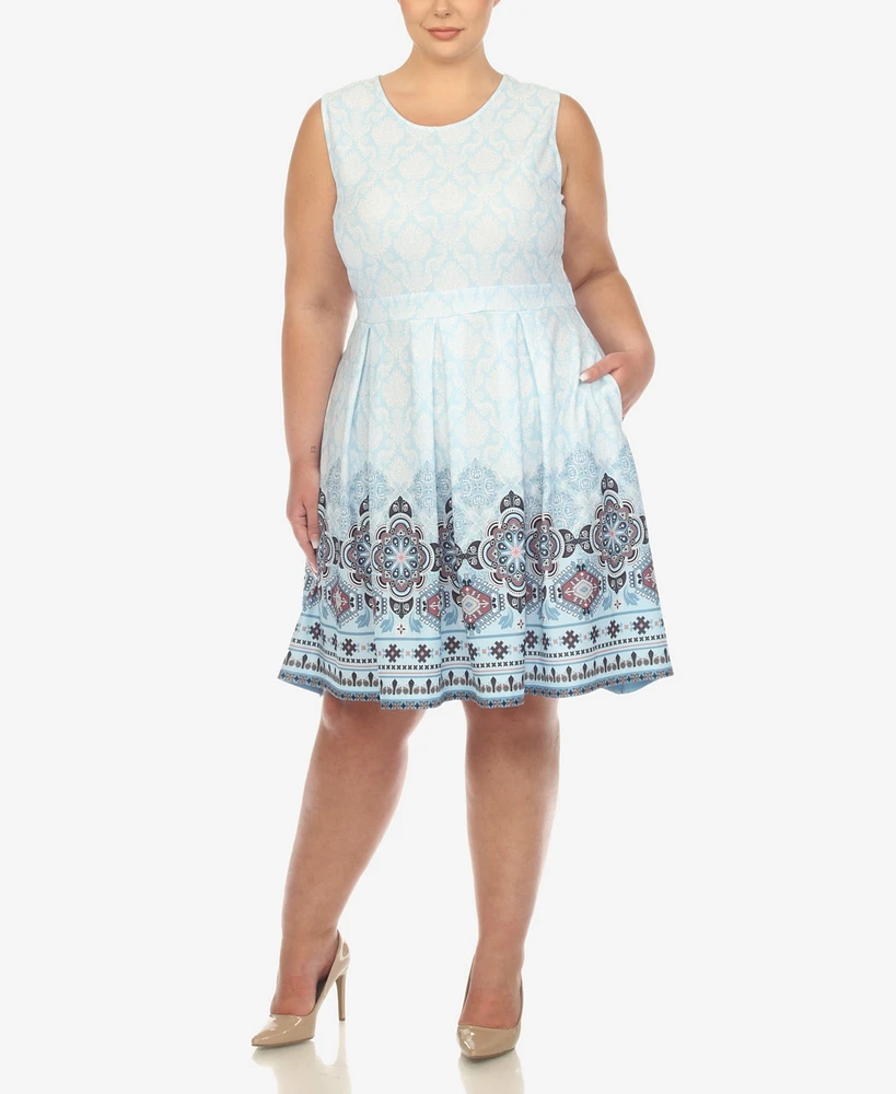 White Mark Plus Fit and Flare Knee Length Dress