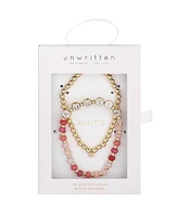 Unwritten Multi Pink Quartz Auntie Stone and Beaded Stretch Bracelet Set