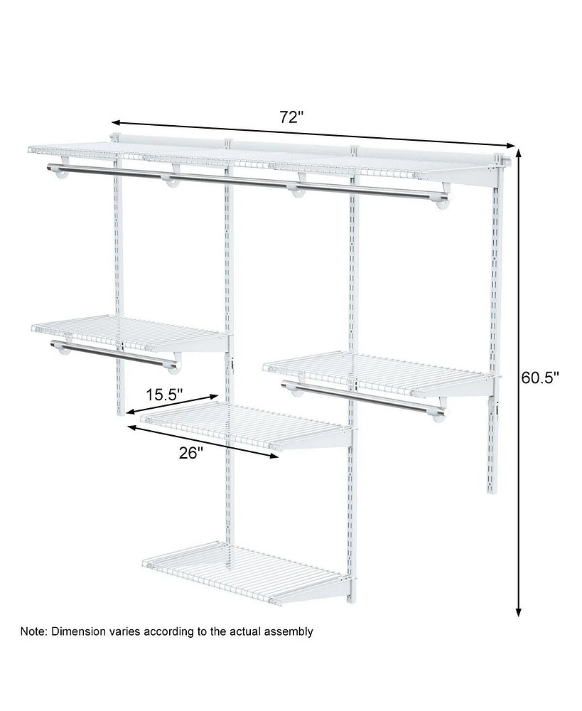 Sugift Adjustable Wall Mounted Closet Rack System with Shelf