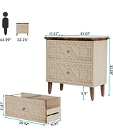 Tribesigns 2 Drawer Lateral File Cabinet, Office Filing Cabinet for A4 /Letter Size/Legal Size Files, Wood Storage Cabinet Printer Stand for Home Offi