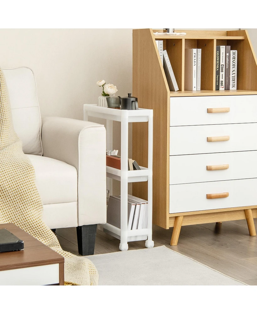 Sugift 2 Pieces 3-Tier Slim Detachable Storage Cart with Drainage Holes and Wheels