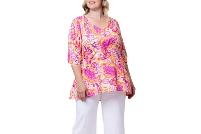 Kiyonna Women's Plus Oasis V-Neck Tunic Top