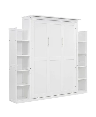 Full Size Murphy Bed Wall Bed With Shelves And Led Lights