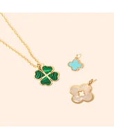 The Lovery Malachite Lucky Clover Charm 14K Gold 13 millimeters