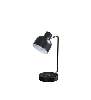 15.25"In Vadim Black Adjustable Student Desk Task Table Lamp with Charging Usb Port Station