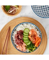 Tabletops Unlimited 6.5" White Embossed Diamond Stoneware Ramen Noodle Bowls, Set of 2