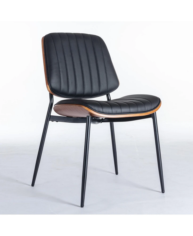 Mid Century Modern Dining Chairs Set of 2 - Black Pu