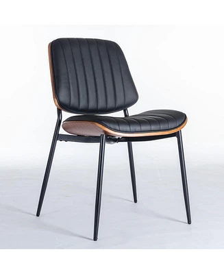 Mid Century Modern Dining Chairs Set of 2 - Black Pu