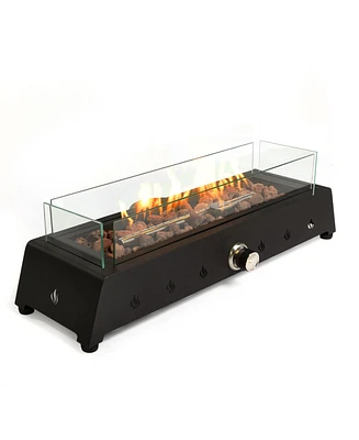 28" Portable Propane Fire Pit with Glass Wind Guard