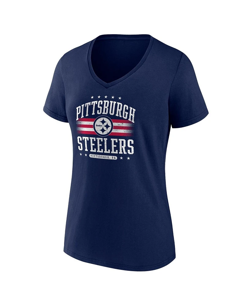 Fanatics Women's Navy Pittsburgh Steelers Americana V-Neck T-Shirt