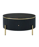 Modern Round Coffee Table With 2 Large Drawers Storage Accent Table(31.5")