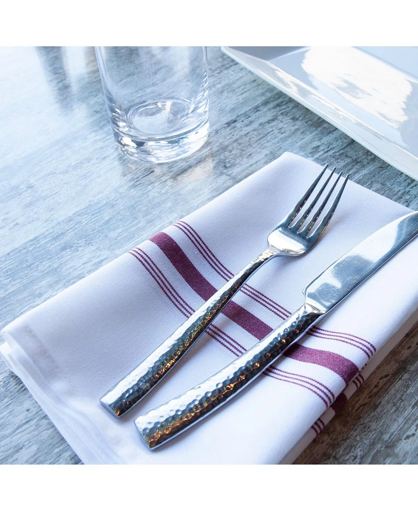 Arkwright Home Mariposa Bistro Dinner Napkins (12 Pack), 18x22, Soft Spun Polyester, Striped Color Options