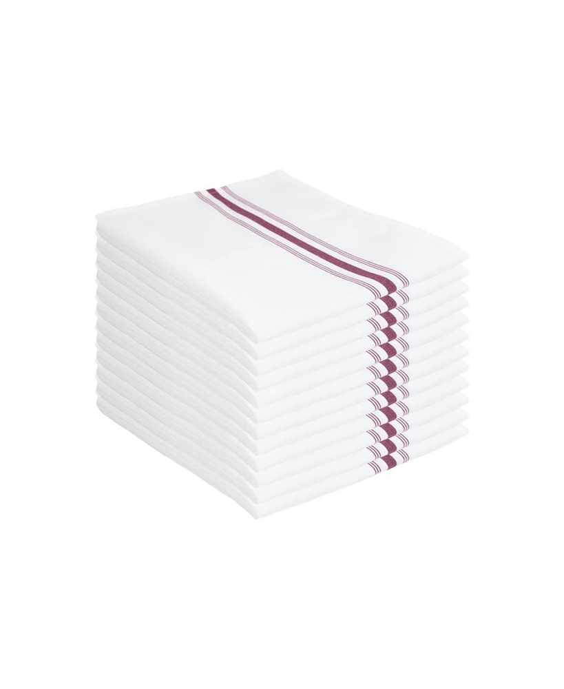 Arkwright Home Mariposa Bistro Dinner Napkins (12 Pack), 18x22, Soft Spun Polyester, Striped Color Options