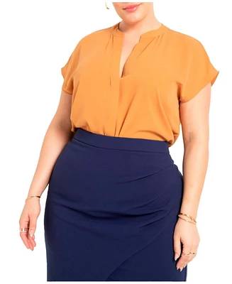 Eloquii Women's Notch Collar Blouse