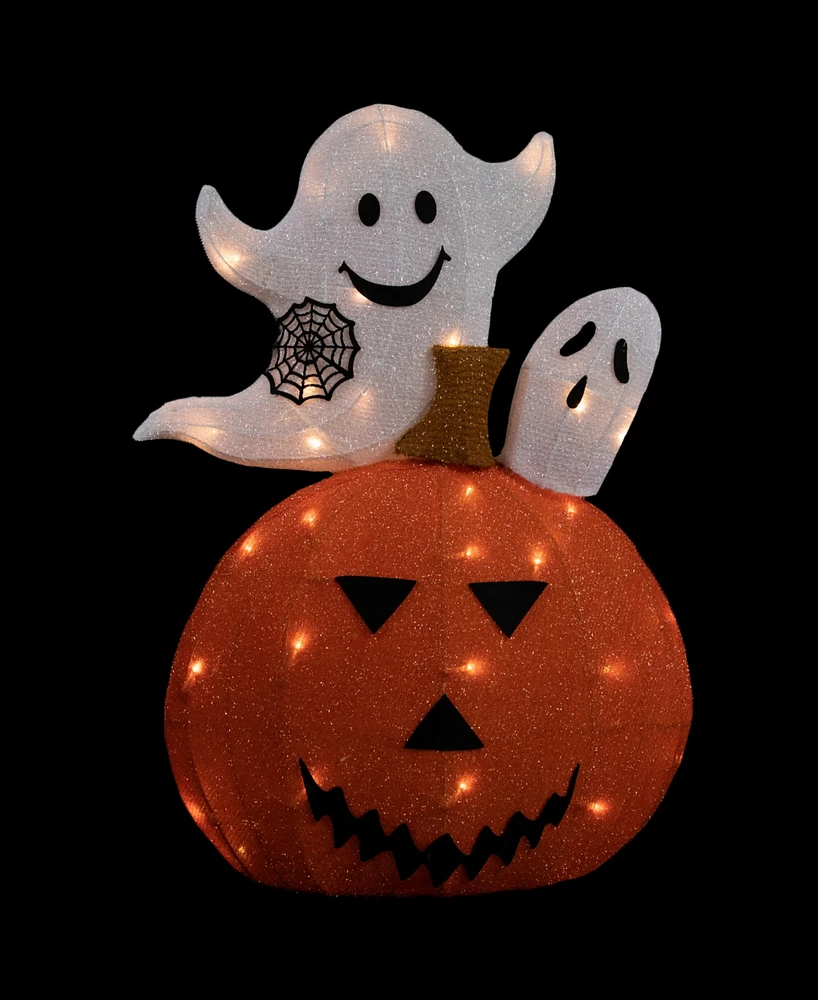 Northlight 27.5" Led Lighted Battery Operated Jack-o-Lantern and Ghosts Halloween Decoration