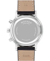 Movado Men's Museum Classic Swiss Quartz Chrono Black Leather Watch 42mm