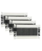 Saro Lifestyle Tassel Trimmed Stripe Placemat Set of 4, 14"x20"