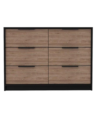 Longhill 6-Drawer Rectangle Dresser Black Wengue And Pine