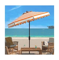 Safavieh Maui Single Scallop Striped 9Ft Crank Push Button Tilt Umbrella