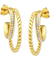 Giani Bernini Cubic Zirconia Double Small Hoop Earrings, 0.75