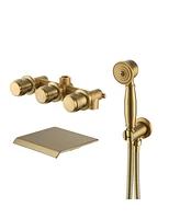 Mondawe 3-Handle Waterfall Wide-Spray High Pressure Tub and Shower Faucet Matte Black With Valve