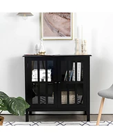 Storage Buffet Cabinet Glass Door Sideboard Console Table Server
